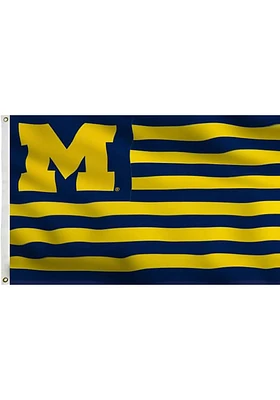 Michigan Wolverines 3x5 Striped Silk Screen Grommet Flag - Blue