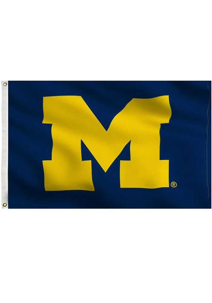 Michigan Wolverines 3x5 Logo Grommet Silk Screen Grommet Flag - Blue