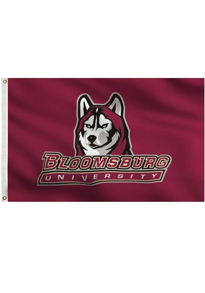 Bloomsburg University Huskies Team Logo Grommet Silk Screen Grommet Flag - Maroon