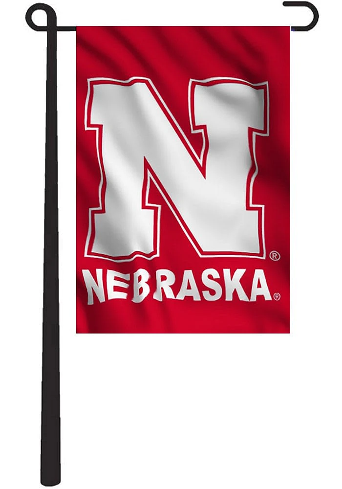 Nebraska Cornhuskers Team Logo 2 Sided Garden Flag - Red