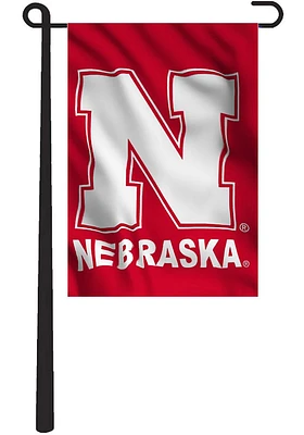 Nebraska Cornhuskers Team Logo 2 Sided Garden Flag - Red