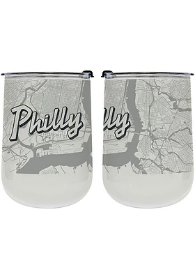 Philadelphia 18 oz Wordmark Map Stainless Steel Stemless - White