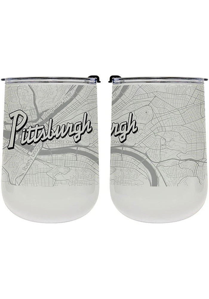 Pittsburgh 18 oz Wordmark Map Stainless Steel Stemless