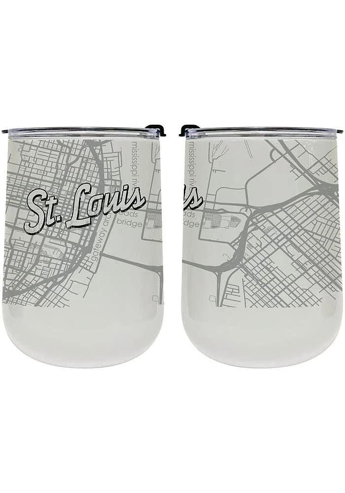St Louis 18 oz Wordmark Map Stainless Steel Stemless