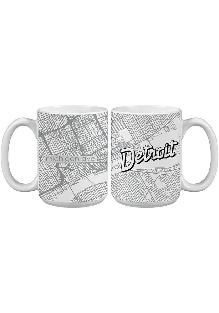 Detroit 15 oz City Map Ceramic Mug - White