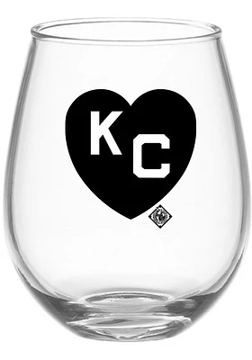 Kansas City Monarchs 15 oz KC Heart Stemless Wine Glass