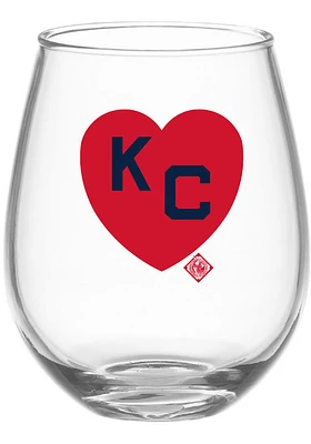 Kansas City Monarchs 15 oz. KC Heart Stemless Wine Glass