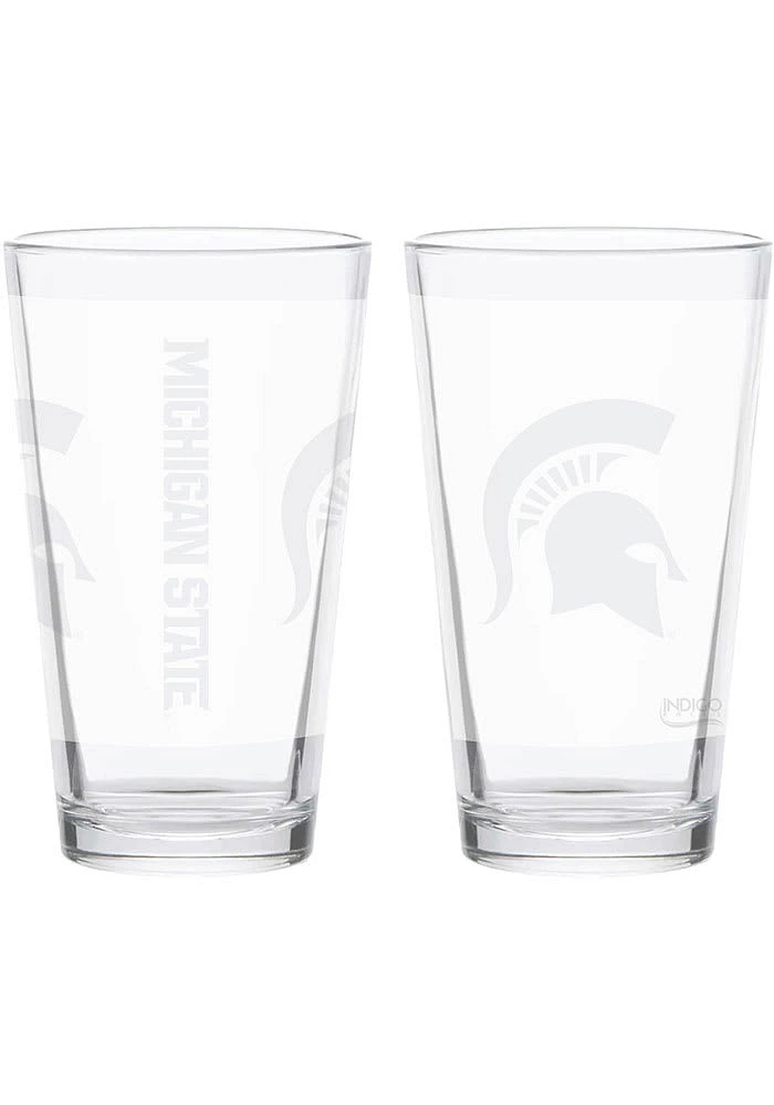 Michigan State Spartans 16oz Satin Etched Pint Glass - White