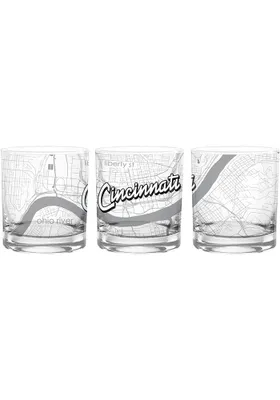 Cincinnati Wordmark Script Map 14 oz Rock Glass