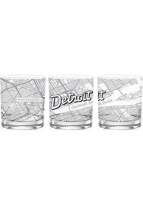 Detroit Wordmark Script Map 14 oz Rock Glass - White