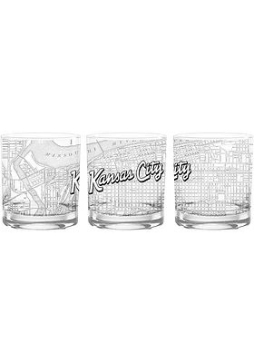 Kansas City Wordmark Script Map 14 oz Rock Glass - White