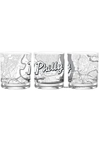 Philadelphia Wordmark Script Map 14 oz Rock Glass - White