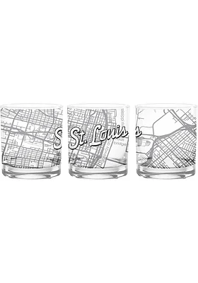 St Louis Wordmark Script Map 14 oz Rock Glass - White