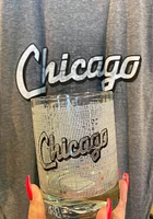 Chicago Wordmark Script Map 14 oz Rock Glass - White
