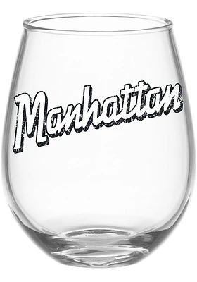 Manhattan Wordmark 15 OZ Stemless Wine Glass - Black