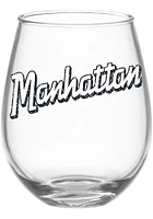 Manhattan Wordmark 15 OZ Stemless Wine Glass - Black