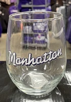 Manhattan Wordmark 15 OZ Stemless Wine Glass - Black
