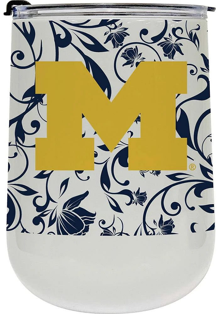 Michigan Wolverines 18oz Floral Stainless Steel Stemless - Blue