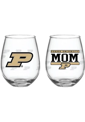 Purdue Boilermakers 15oz Mom Stemless Wine Glass - Black