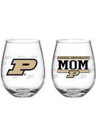 Purdue Boilermakers 15oz Mom Stemless Wine Glass - Black