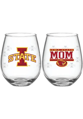 Iowa State Cyclones 15oz Mom Stemless Wine Glass - Red