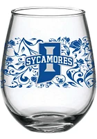 Indiana State Sycamores 15oz Floral Stemless Wine Glass - Red