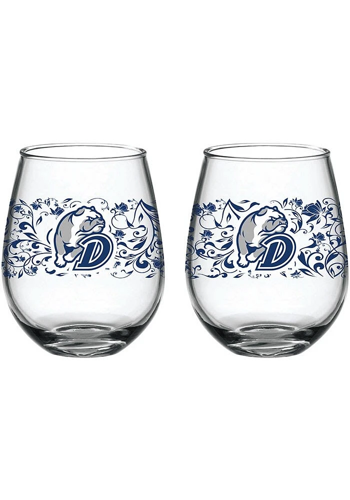 Drake Bulldogs 15oz Floral Stemless Wine Glass