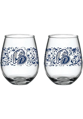 Drake Bulldogs 15oz Floral Stemless Wine Glass
