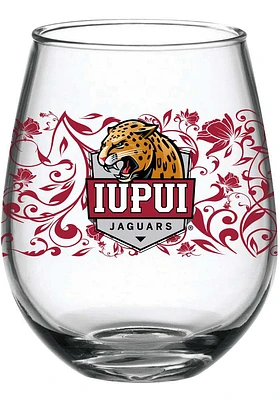 IUPUI Jaguars 15oz Floral Stemless Wine Glass - Red