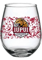 IUPUI Jaguars 15oz Floral Stemless Wine Glass - Red