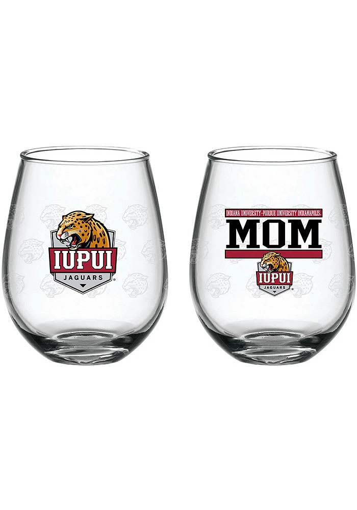 IUPUI Jaguars 15oz Mom Stemless Wine Glass - Red