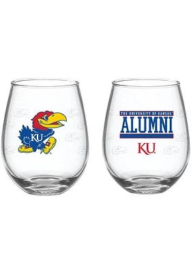 Kansas Jayhawks 15 oz Alumni Stemless Wine Glass - Blue