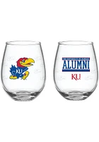 Kansas Jayhawks 15 oz Alumni Stemless Wine Glass - Blue