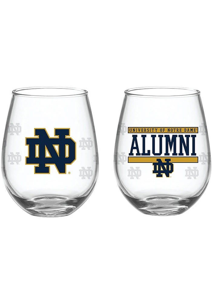Notre Dame Fighting Irish 15 oz Alumni Stemless Wine Glass - Blue