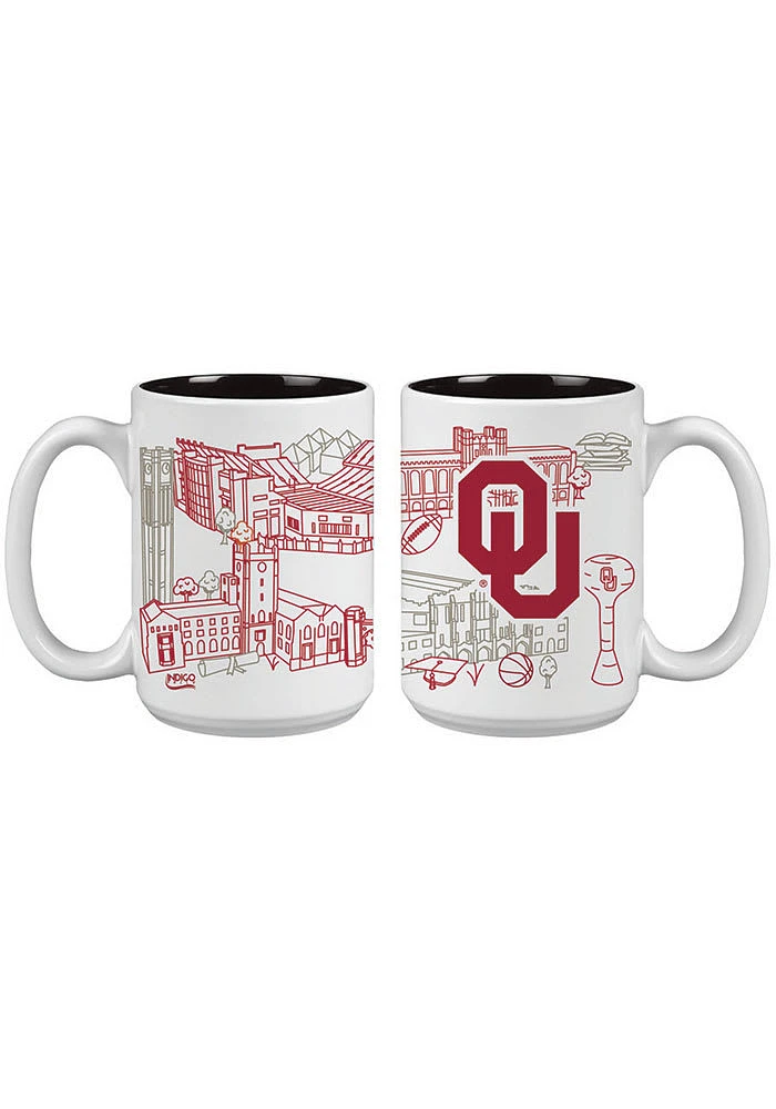 Oklahoma Sooners 15oz Campus Design Ceramic Mug - White