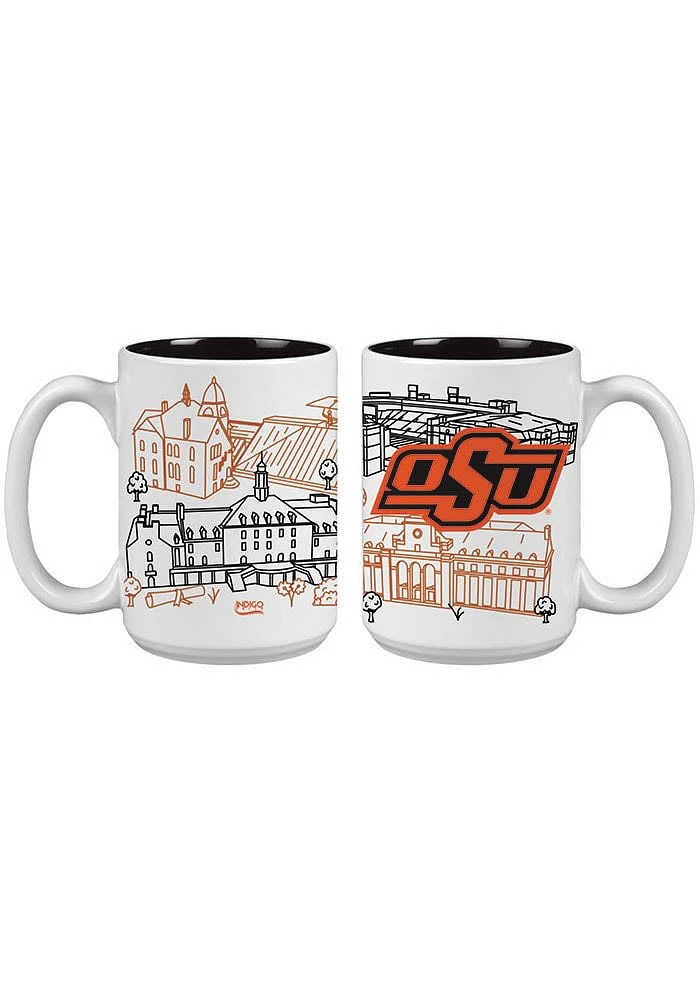 Oklahoma State Cowboys 15oz Campus Design Ceramic Mug - White