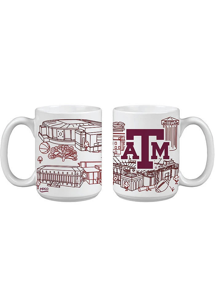 Texas A&M Aggies 15oz Campus Design Ceramic Mug - White