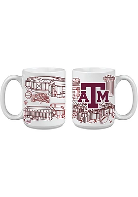 Texas A&M Aggies 15oz Campus Design Ceramic Mug - White