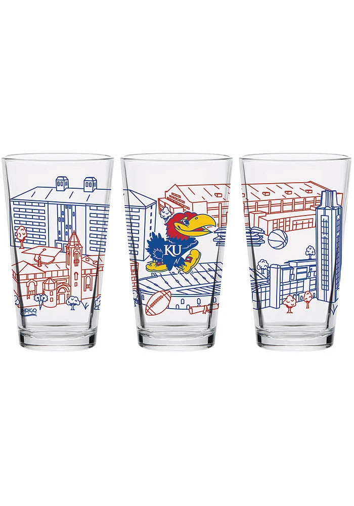 Kansas Jayhawks 16oz Campus Pint Glass - White