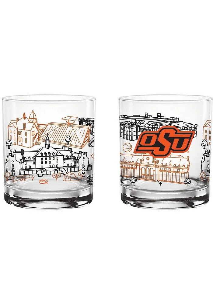 Oklahoma State Cowboys 14oz Campus Rock Glass - White