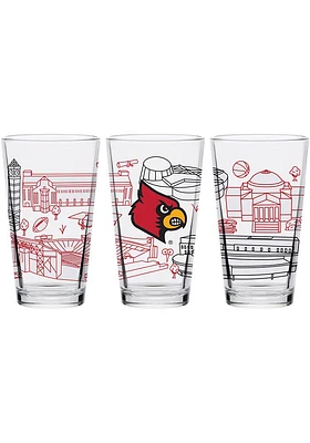 Louisville Cardinals Campus Line Art Pint Glass - Red