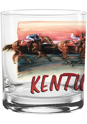 Kentucky Painted Racing Horse 14 oz Rock Glass - White