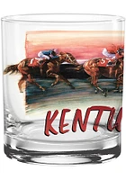 Kentucky Painted Racing Horse 14 oz Rock Glass - White