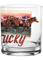 Kentucky Painted Racing Horse 14 oz Rock Glass - White