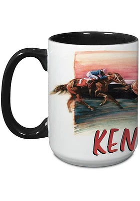 Kentucky Painted Racing Horse 15 oz Ceramic Mug - White