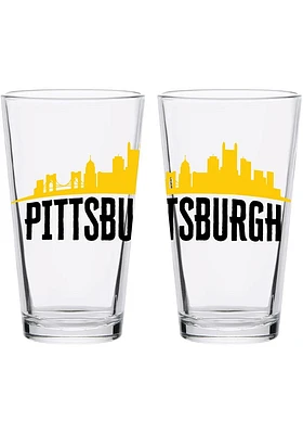 Pittsburgh 16 oz Skyline Pint Glass - Yellow