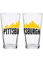Pittsburgh 16 oz Skyline Pint Glass - Yellow
