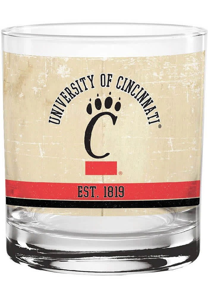 Cincinnati Bearcats 14oz Tan Retro Rock Glass