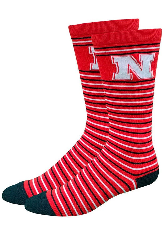 Nebraska Cornhuskers Stripe Mens Dress Socks