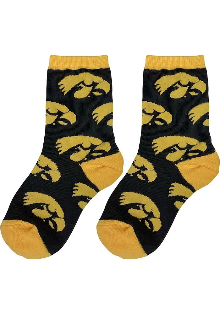 Iowa Hawkeyes Allover Design Youth Quarter Socks
